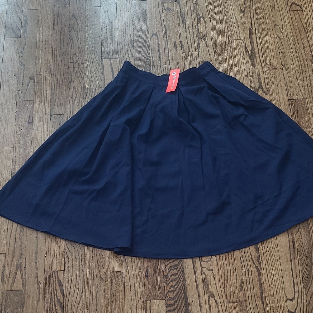 Blue Midi A-Line Skirt for Work